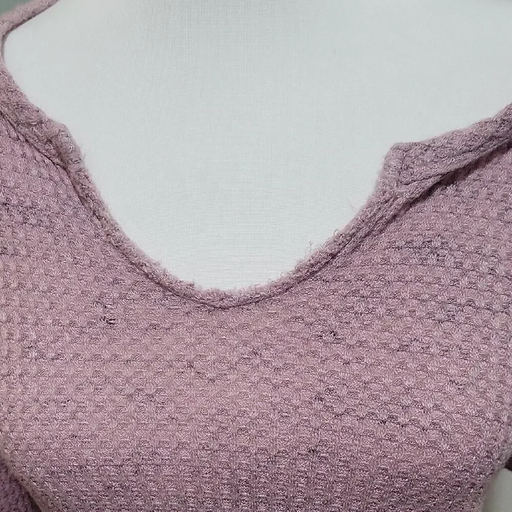 Altar'd State Soft Mauve Purple Waffle Knit Boho Sleeve Top, Womens M, Artsy - Picture 3 of 7